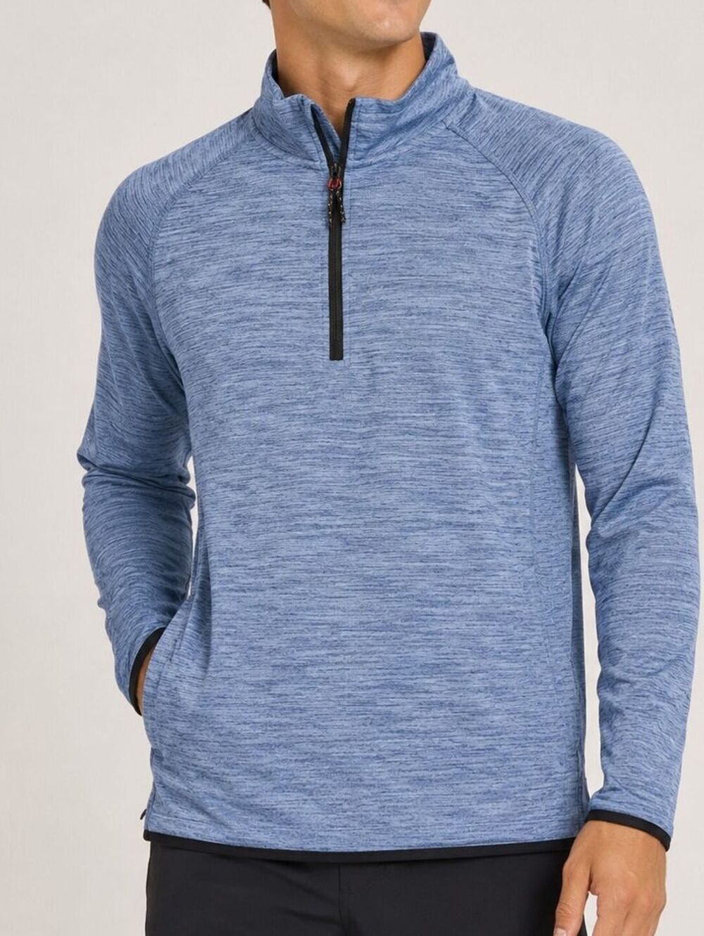 Avalanche Men's Medium Blue Space Dye Quarter Zip Performance Pullover